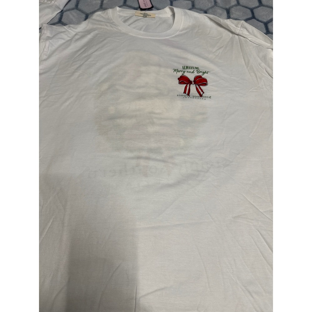 Simply Southern Long Sleeve Merry Dog Christmas TShirt White XXL NWTs Gift Ready - Picture 2 of 4